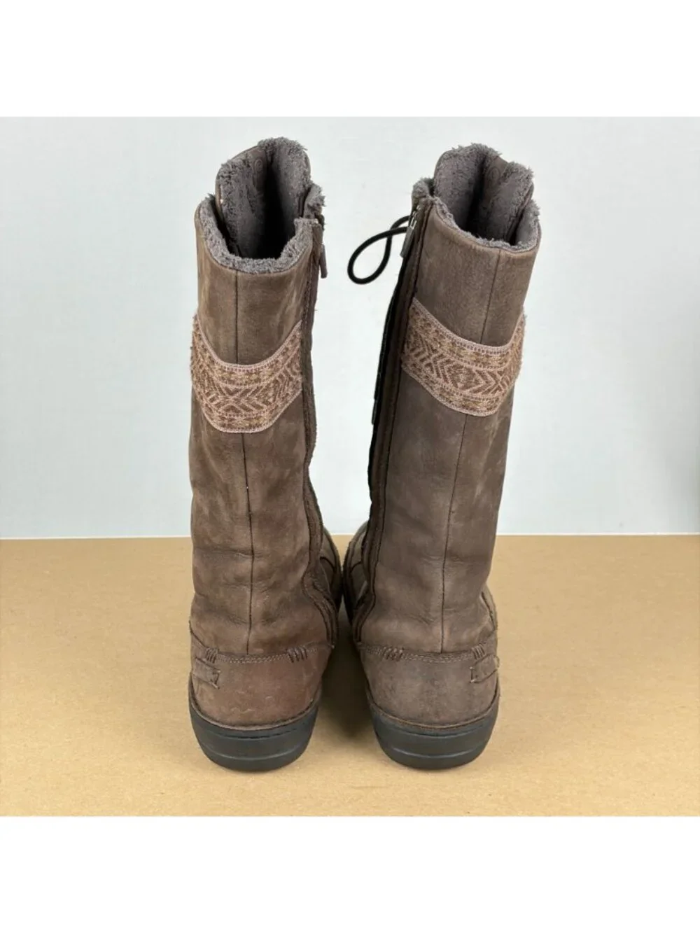 Teva Kira Suede Lace Up Boots Womens 8 Brown Side Zip Casual Comfort Tall